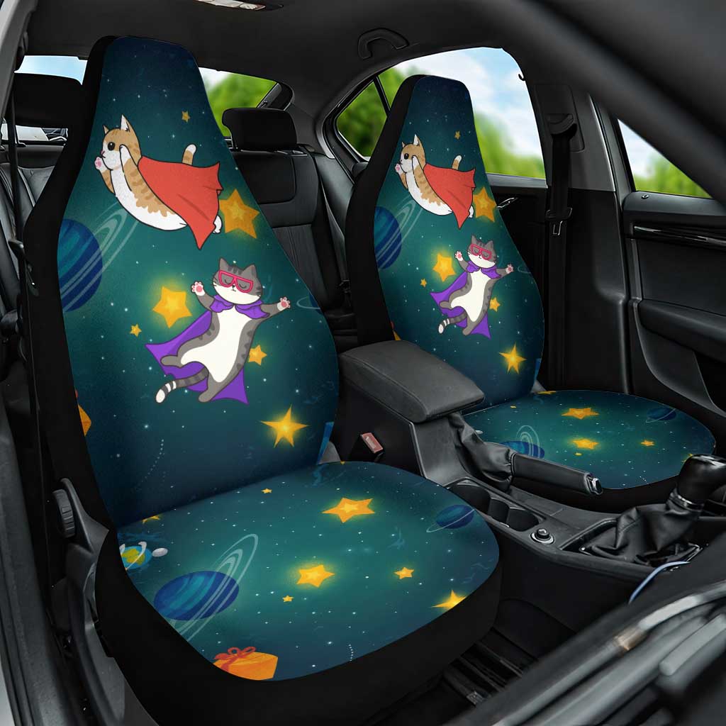 Cat Galaxy Christmas Car Seat Cover Xmas Holiday Patterns - Wonder Print Shop