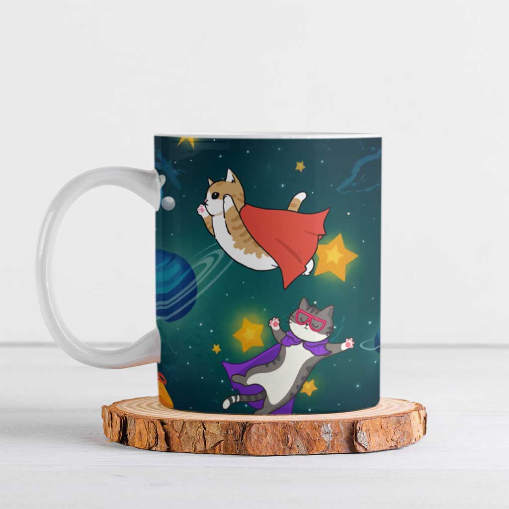 Cat Galaxy Christmas Ceramic Mug Xmas Holiday Patterns - Wonder Print Shop