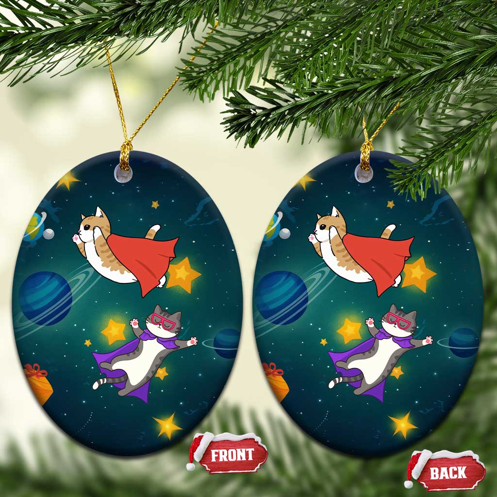 Cat Galaxy Christmas Ceramic Ornament Xmas Holiday Patterns - Wonder Print Shop