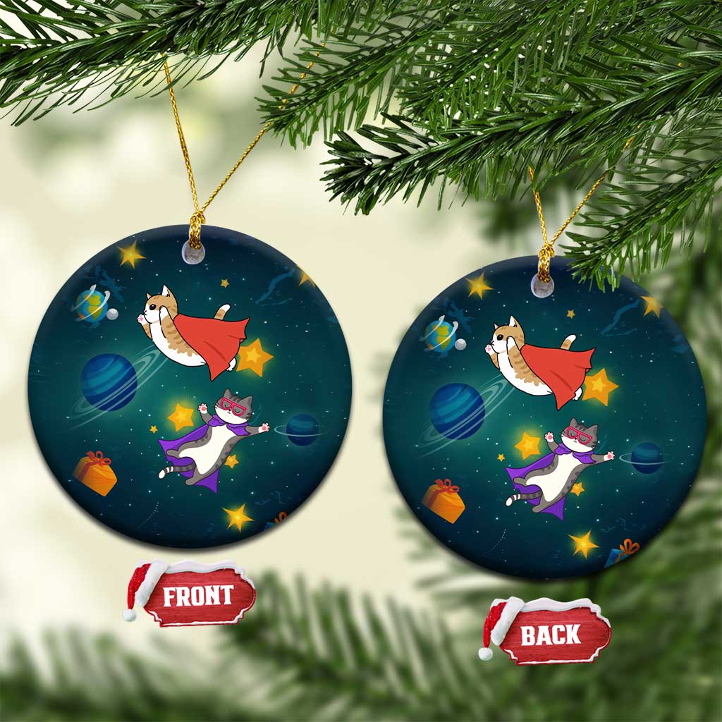 Cat Galaxy Christmas Ceramic Ornament Xmas Holiday Patterns - Wonder Print Shop