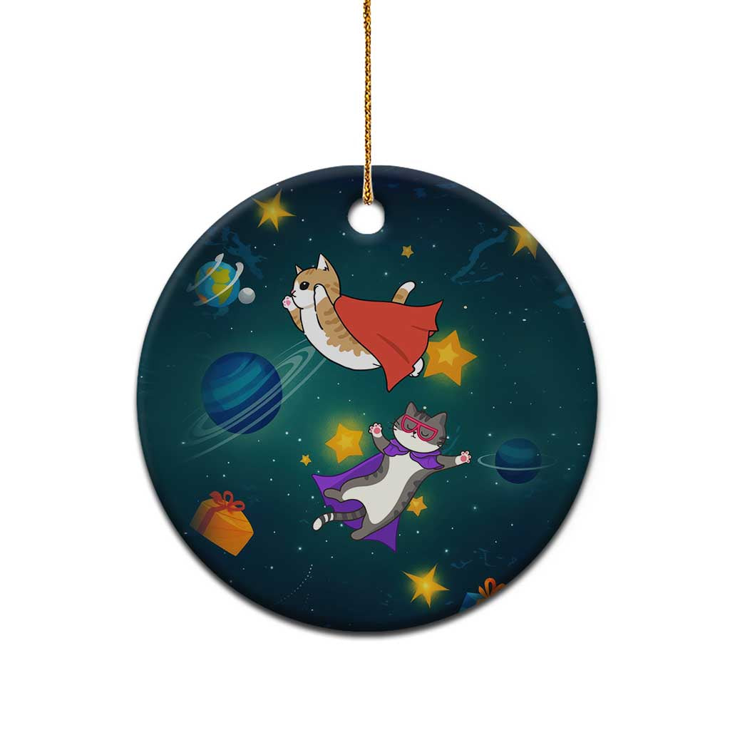 Cat Galaxy Christmas Ceramic Ornament Xmas Holiday Patterns - Wonder Print Shop