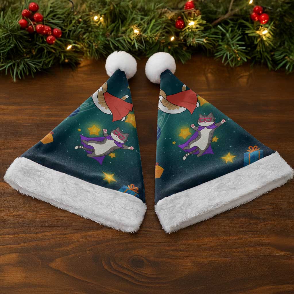 Cat Galaxy Christmas Santa Hat Xmas Holiday Patterns - Wonder Print Shop