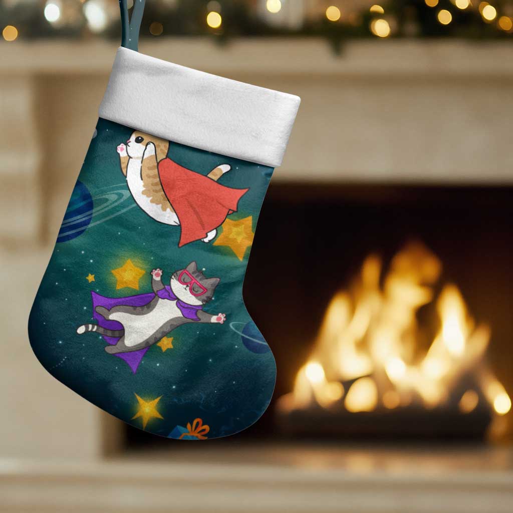 Cat Galaxy Christmas Stocking Xmas Holiday Patterns - Wonder Print Shop