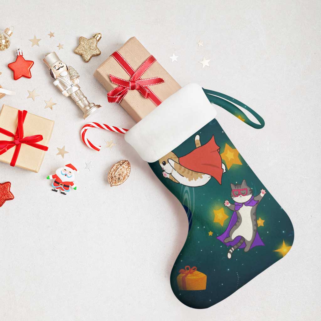 Cat Galaxy Christmas Stocking Xmas Holiday Patterns - Wonder Print Shop