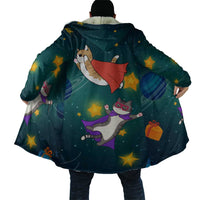 Cat Galaxy Christmas Cloak Xmas Holiday Patterns - Wonder Print Shop