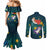 Cat Galaxy Christmas Couples Matching Mermaid Dress and Long Sleeve Button Shirt Xmas Holiday Patterns - Wonder Print Shop