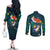 Cat Galaxy Christmas Couples Matching Off The Shoulder Long Sleeve Dress and Long Sleeve Button Shirt Xmas Holiday Patterns - Wonder Print Shop