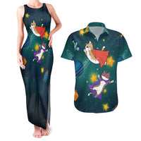 Cat Galaxy Christmas Couples Matching Tank Maxi Dress and Hawaiian Shirt Xmas Holiday Patterns - Wonder Print Shop