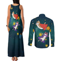 Cat Galaxy Christmas Couples Matching Tank Maxi Dress and Long Sleeve Button Shirt Xmas Holiday Patterns - Wonder Print Shop