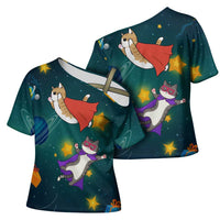 Cat Galaxy Christmas Cross Shoulder Shirt Xmas Holiday Patterns - Wonder Print Shop
