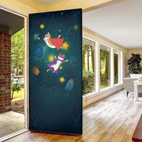 Cat Galaxy Christmas Door Cover Xmas Holiday Patterns - Wonder Print Shop