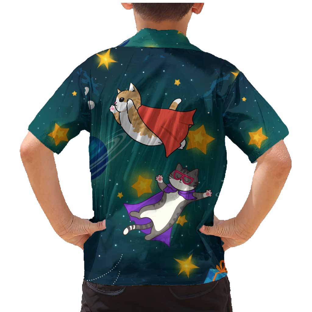 Cat Galaxy Christmas Family Matching Mermaid Dress and Hawaiian Shirt Xmas Holiday Patterns - Wonder Print Shop
