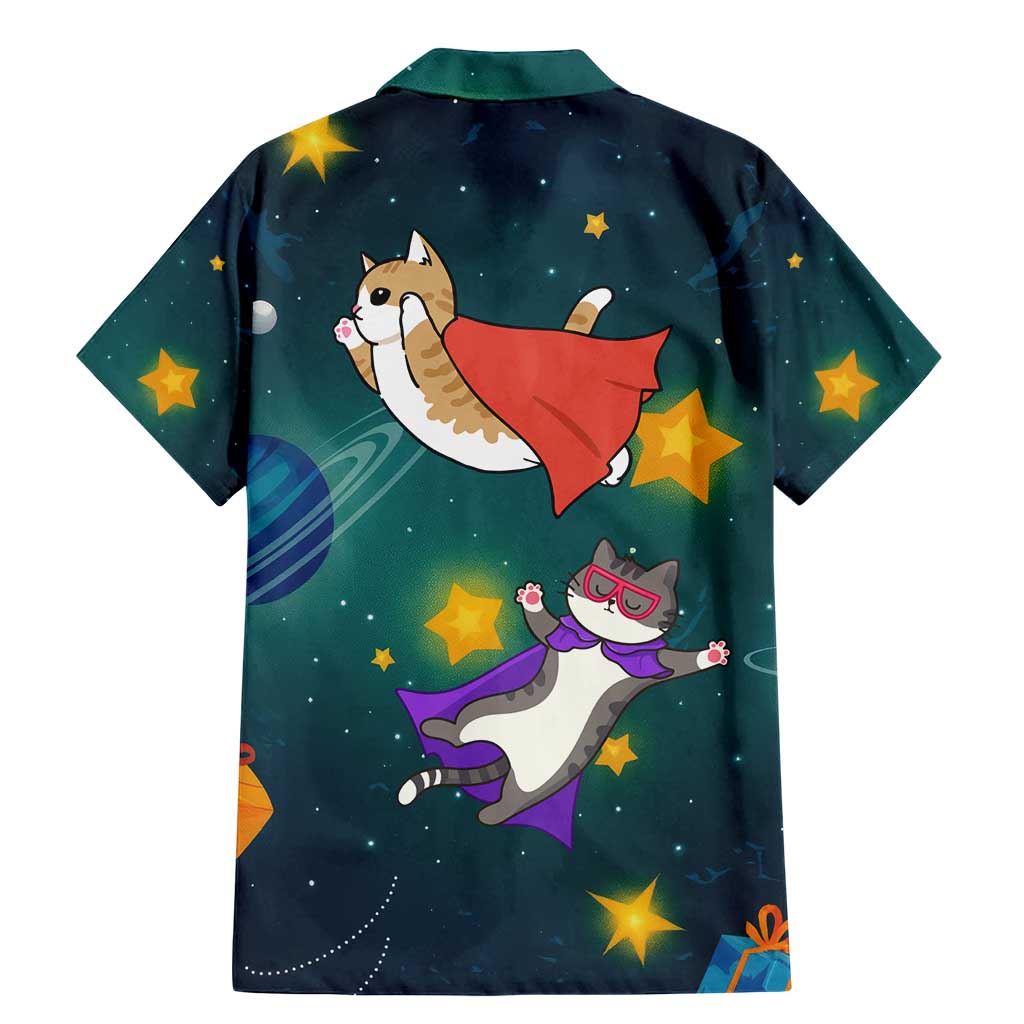 Cat Galaxy Christmas Family Matching Mermaid Dress and Hawaiian Shirt Xmas Holiday Patterns - Wonder Print Shop