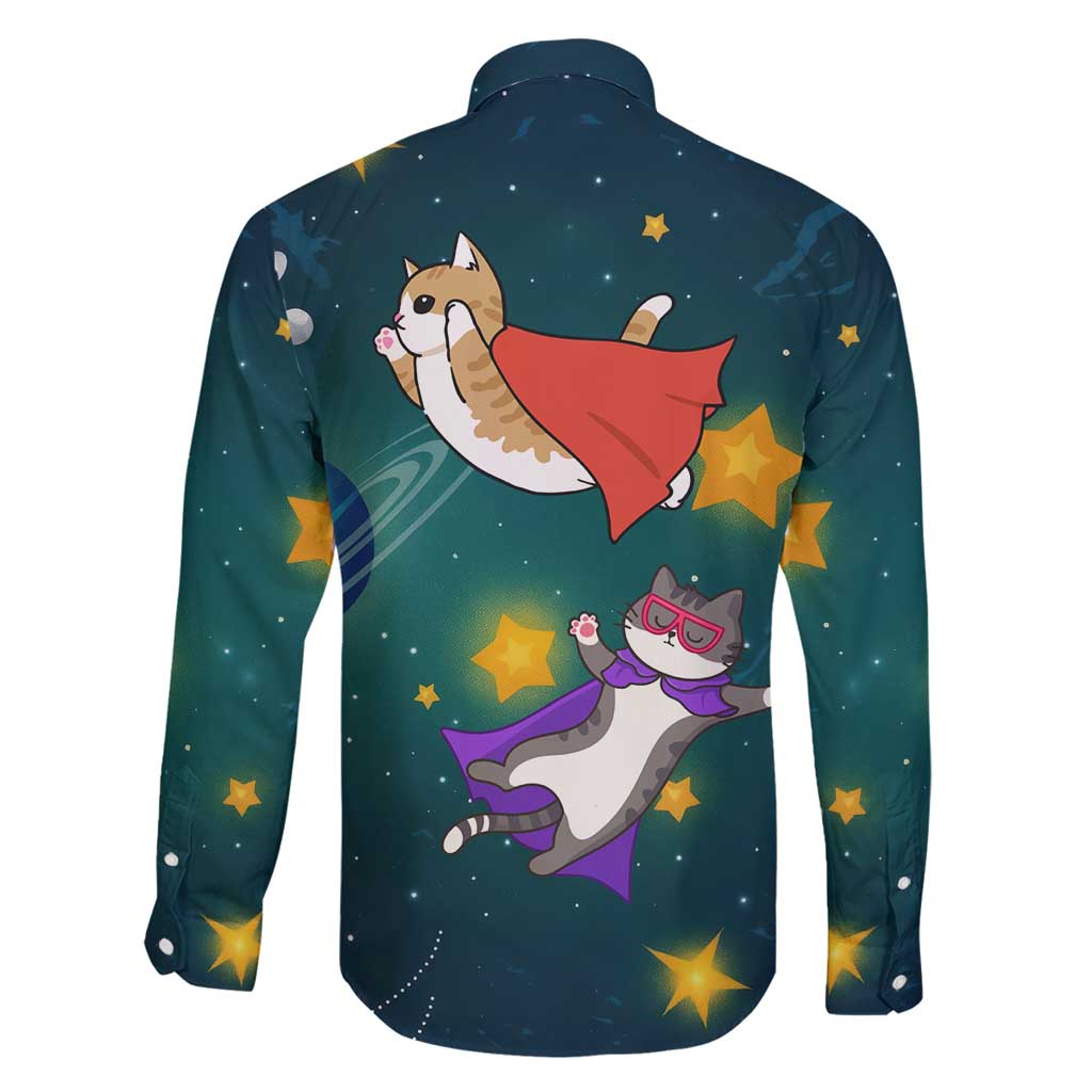 Cat Galaxy Christmas Family Matching Mermaid Dress and Hawaiian Shirt Xmas Holiday Patterns - Wonder Print Shop