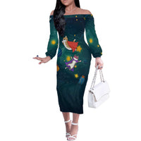 Cat Galaxy Christmas Family Matching Off The Shoulder Long Sleeve Dress and Hawaiian Shirt Xmas Holiday Patterns - Wonder Print Shop