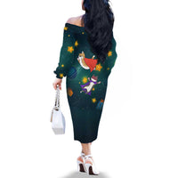 Cat Galaxy Christmas Family Matching Off The Shoulder Long Sleeve Dress and Hawaiian Shirt Xmas Holiday Patterns - Wonder Print Shop