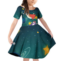Cat Galaxy Christmas Family Matching Off Shoulder Short Dress and Hawaiian Shirt Xmas Holiday Patterns - Wonder Print Shop