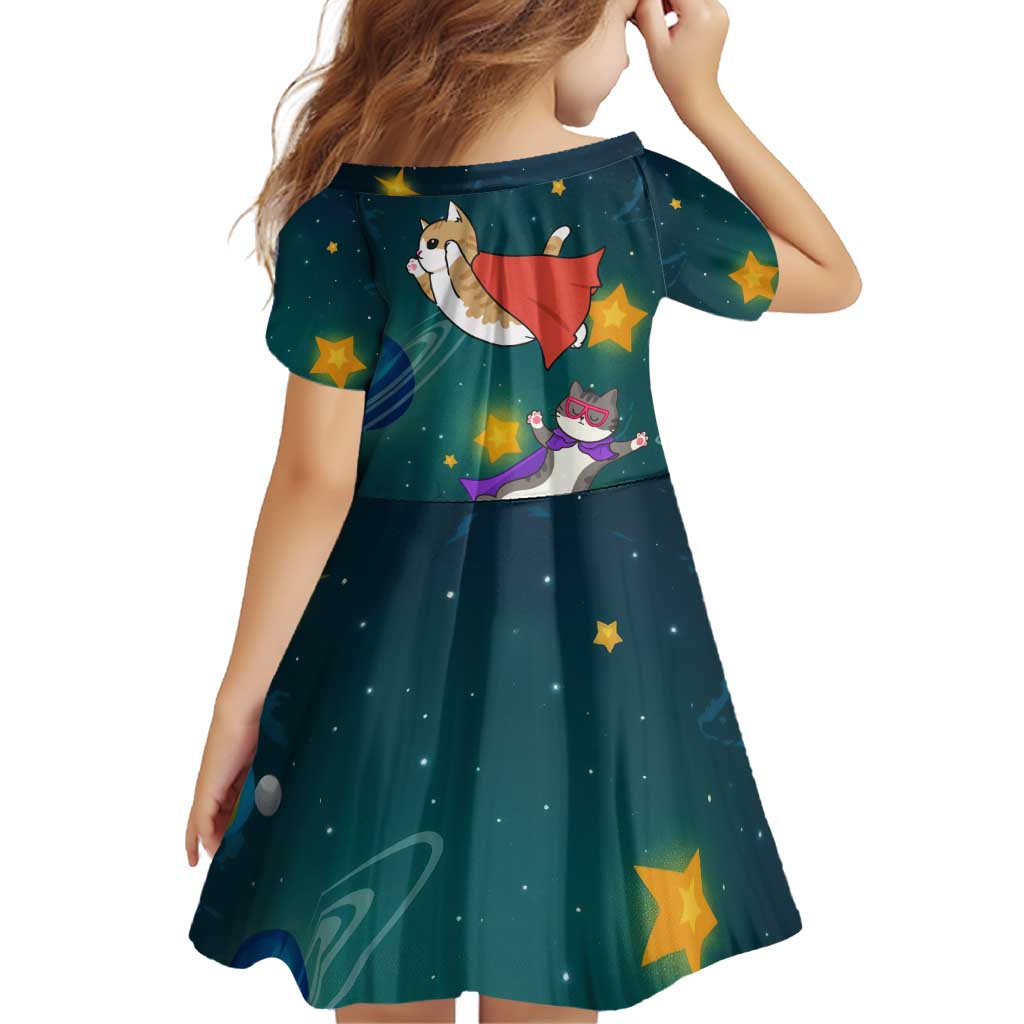 Cat Galaxy Christmas Family Matching Off Shoulder Short Dress and Hawaiian Shirt Xmas Holiday Patterns - Wonder Print Shop