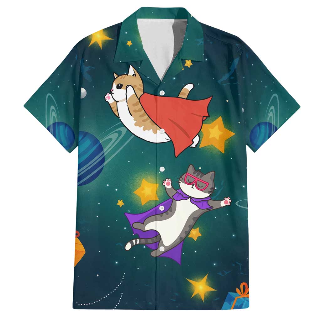 Cat Galaxy Christmas Family Matching Puletasi and Hawaiian Shirt Xmas Holiday Patterns - Wonder Print Shop