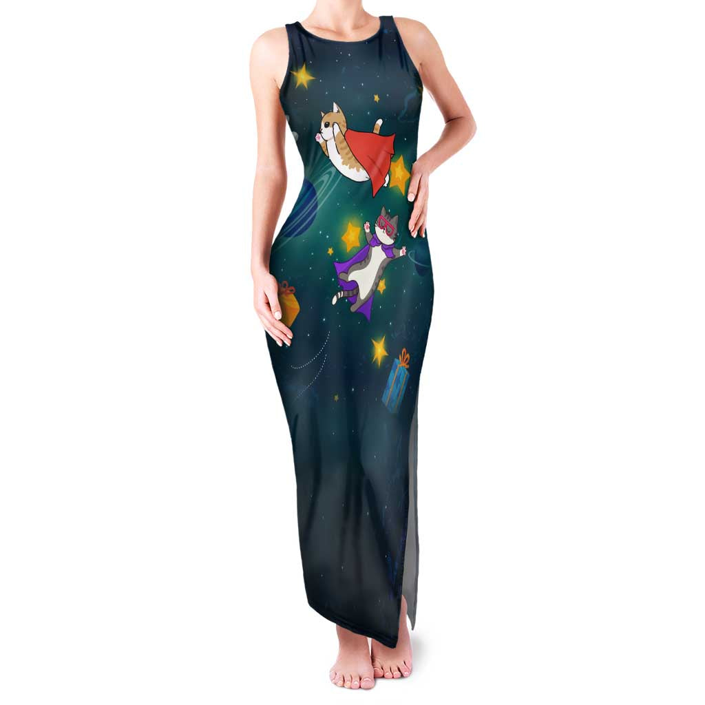 Cat Galaxy Christmas Family Matching Tank Maxi Dress and Hawaiian Shirt Xmas Holiday Patterns - Wonder Print Shop