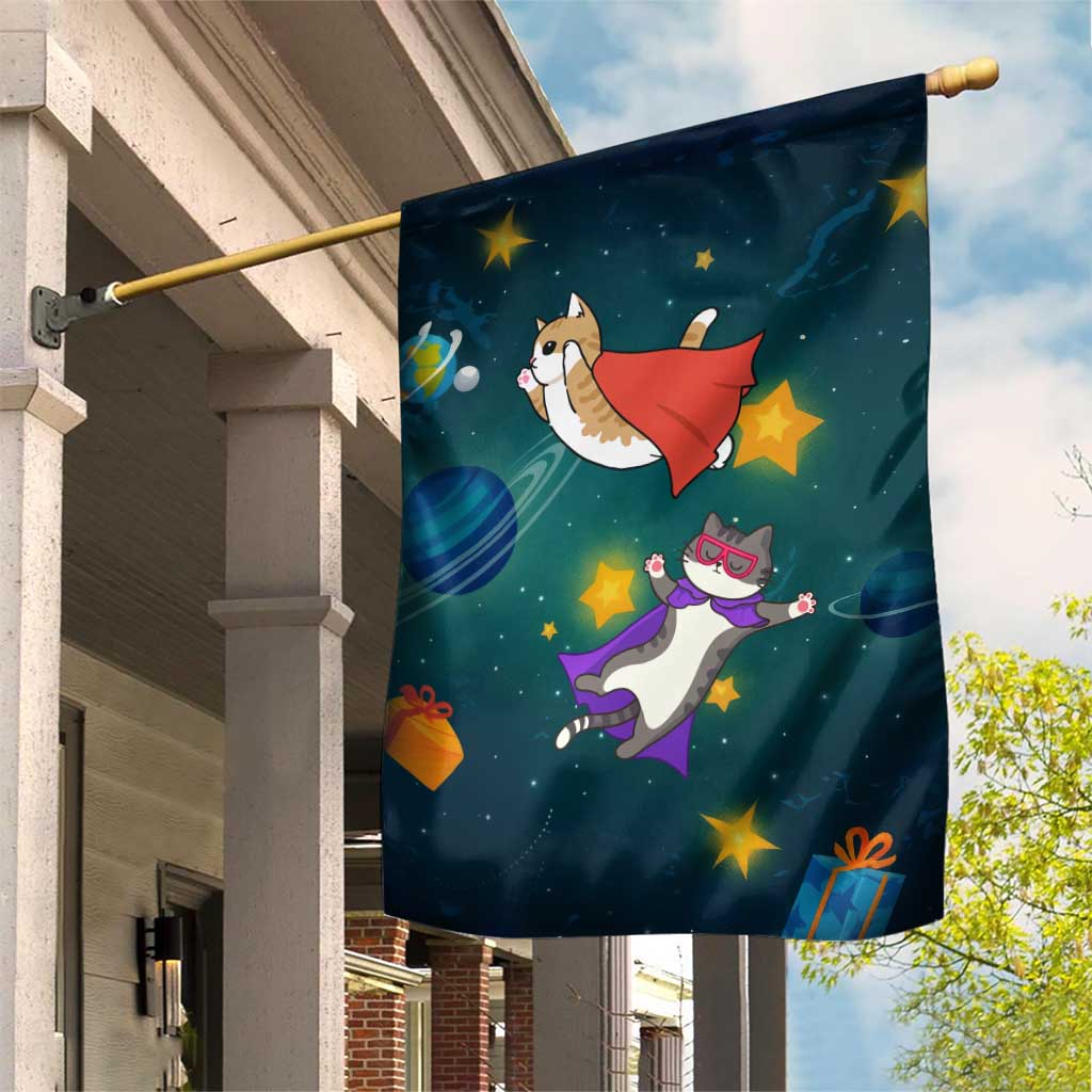 Cat Galaxy Christmas Garden Flag Xmas Holiday Patterns - Wonder Print Shop