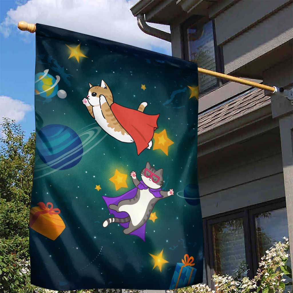 Cat Galaxy Christmas Garden Flag Xmas Holiday Patterns - Wonder Print Shop