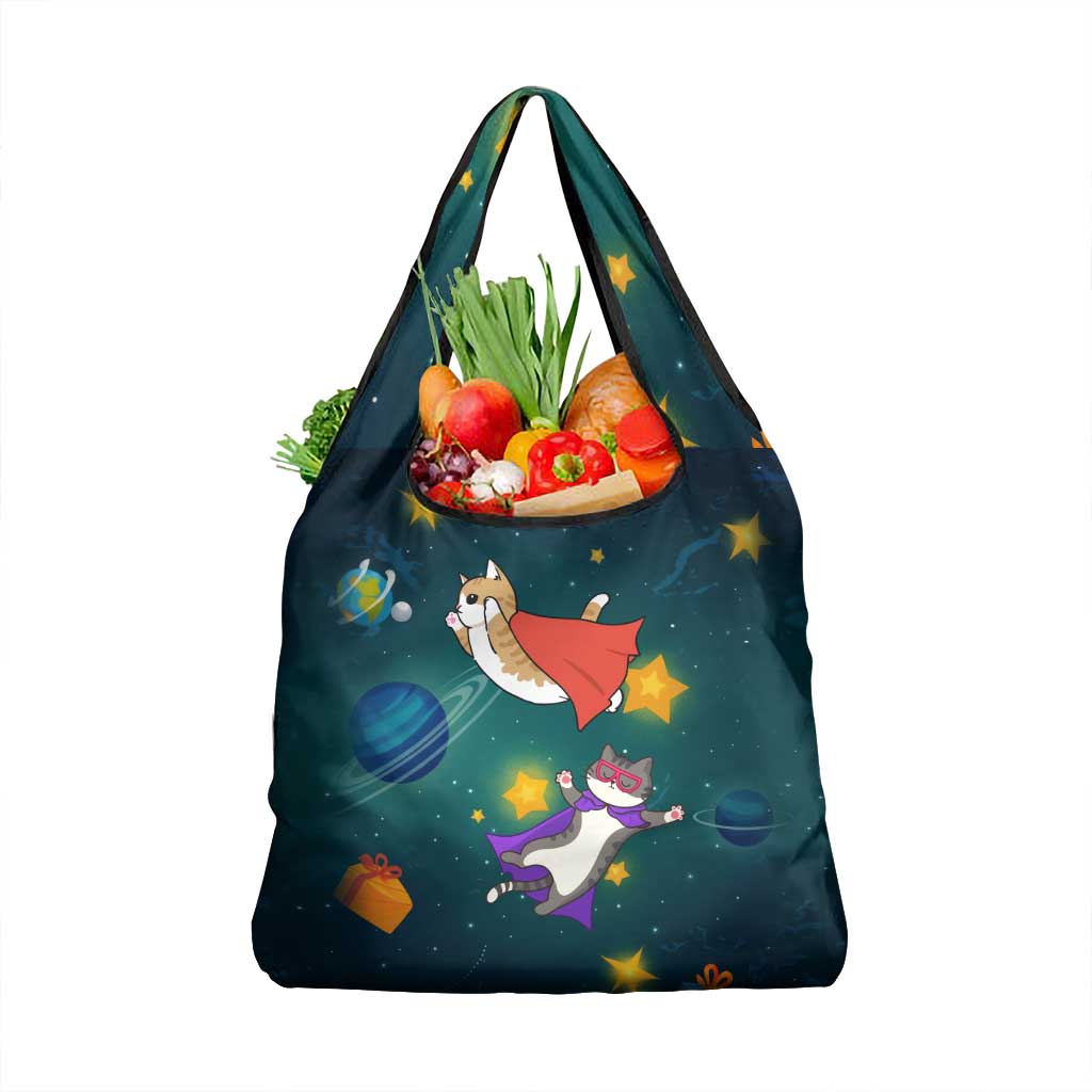 Cat Galaxy Christmas Grocery Bag Xmas Holiday Patterns - Wonder Print Shop