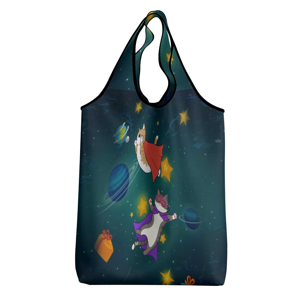 Cat Galaxy Christmas Grocery Bag Xmas Holiday Patterns - Wonder Print Shop