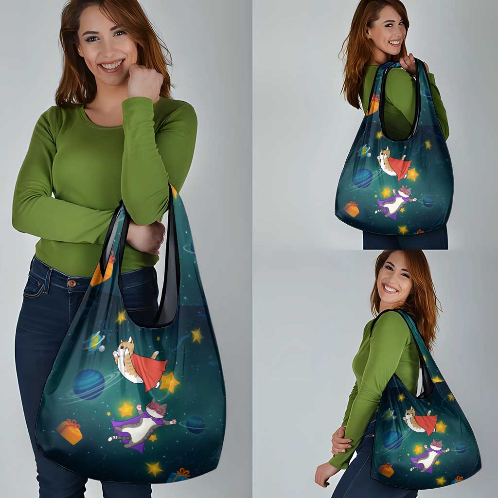 Cat Galaxy Christmas Grocery Bag Xmas Holiday Patterns - Wonder Print Shop