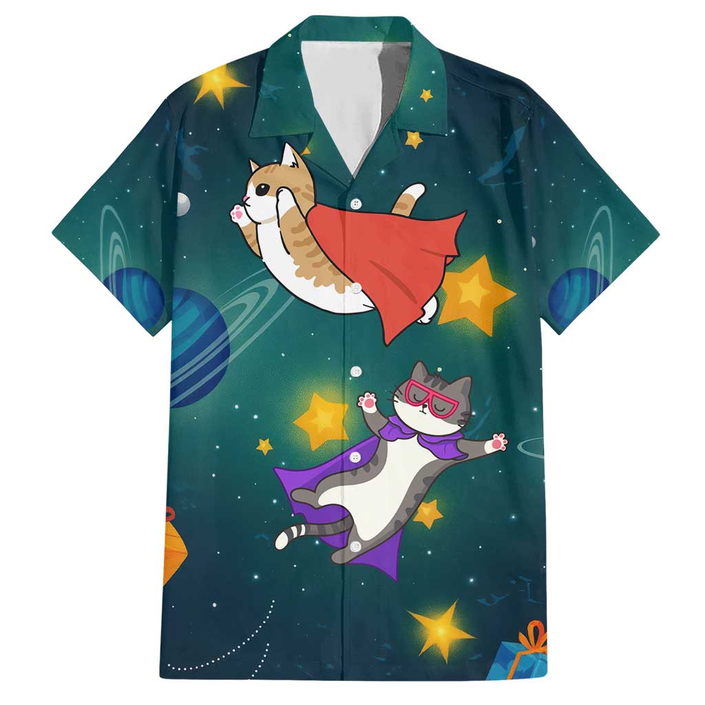 Cat Galaxy Christmas Hawaiian Shirt Xmas Holiday Patterns - Wonder Print Shop