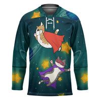 Cat Galaxy Christmas Hockey Jersey Xmas Holiday Patterns - Wonder Print Shop