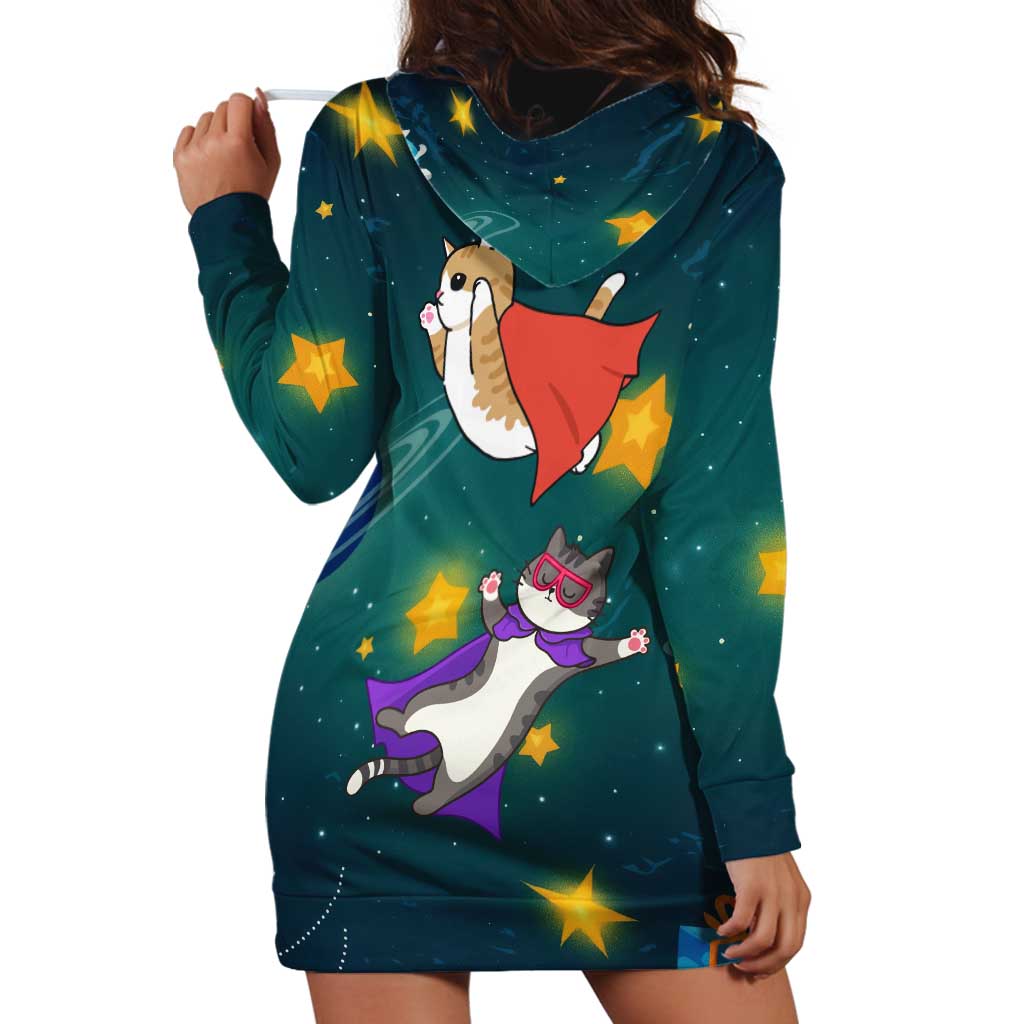 Cat Galaxy Christmas Hoodie Dress Xmas Holiday Patterns - Wonder Print Shop