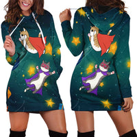 Cat Galaxy Christmas Hoodie Dress Xmas Holiday Patterns - Wonder Print Shop