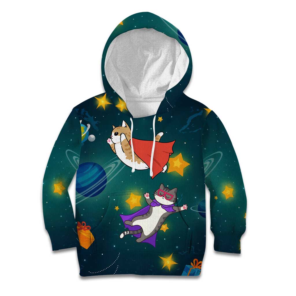 Cat Galaxy Christmas Kid Hoodie Xmas Holiday Patterns - Wonder Print Shop