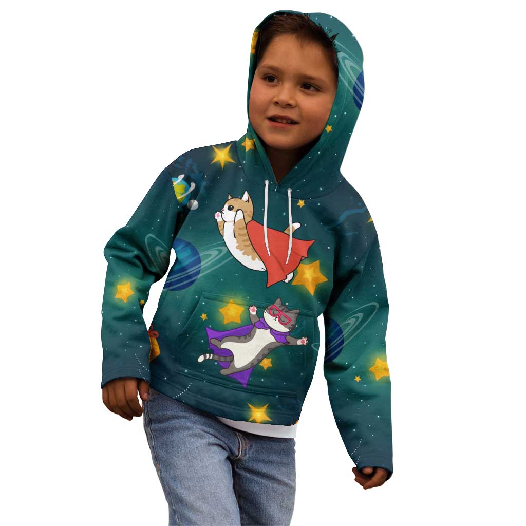 Cat Galaxy Christmas Kid Hoodie Xmas Holiday Patterns - Wonder Print Shop