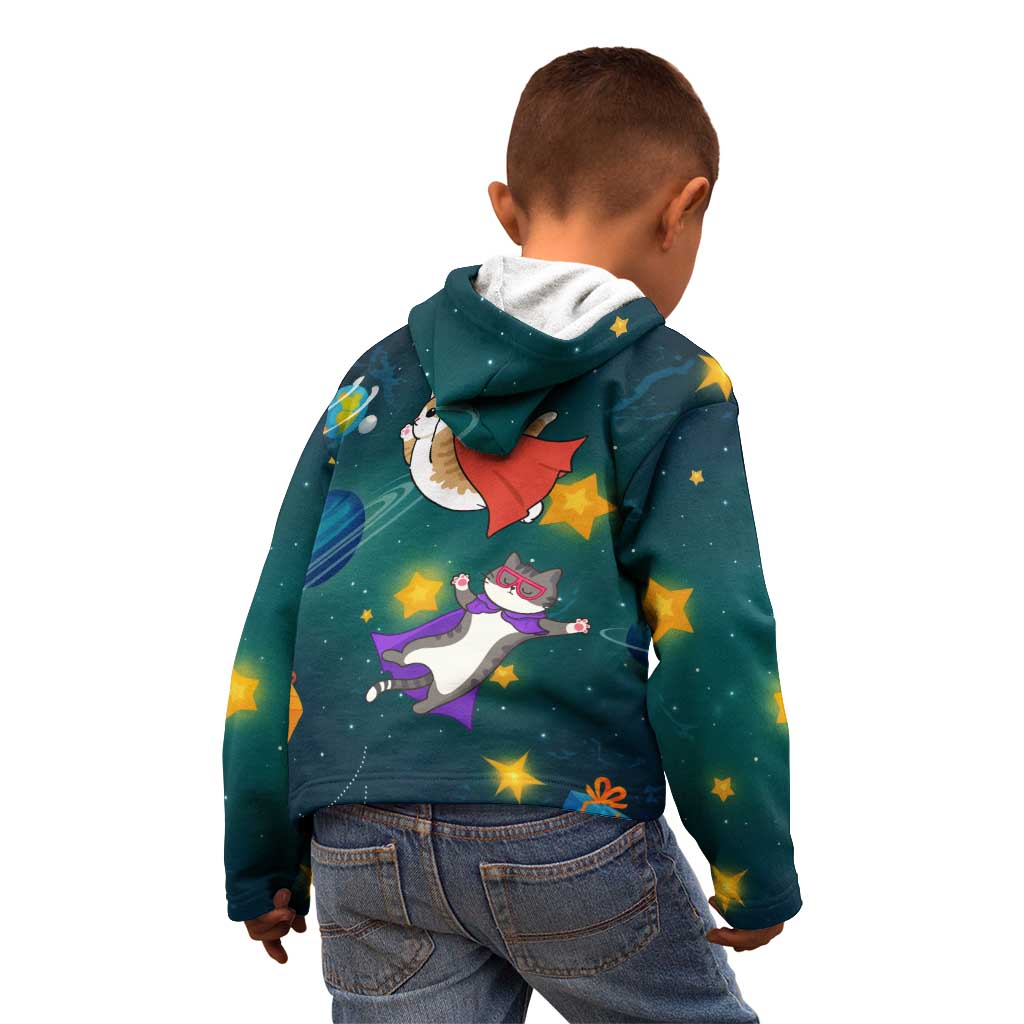 Cat Galaxy Christmas Kid Hoodie Xmas Holiday Patterns - Wonder Print Shop
