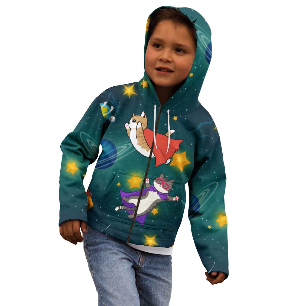 Cat Galaxy Christmas Kid Hoodie Xmas Holiday Patterns - Wonder Print Shop