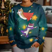 Cat Galaxy Christmas Kid Ugly Christmas Sweater Xmas Holiday Patterns - Wonder Print Shop