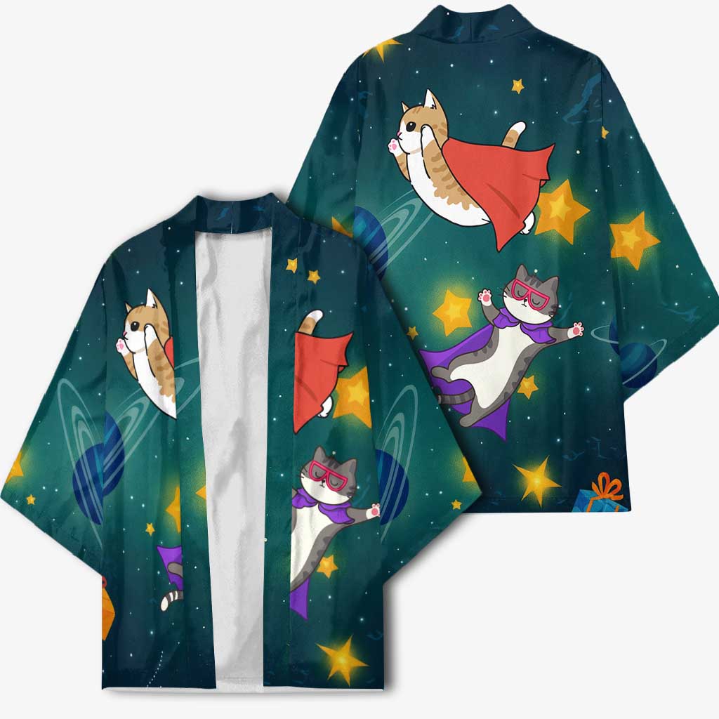 Cat Galaxy Christmas Kimono Xmas Holiday Patterns - Wonder Print Shop