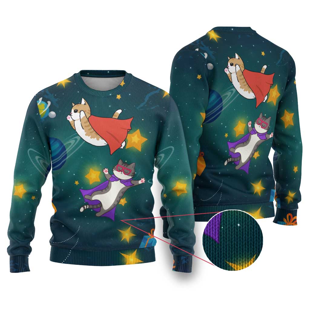 Cat Galaxy Christmas Ugly Christmas Sweater Xmas Holiday Patterns - Wonder Print Shop