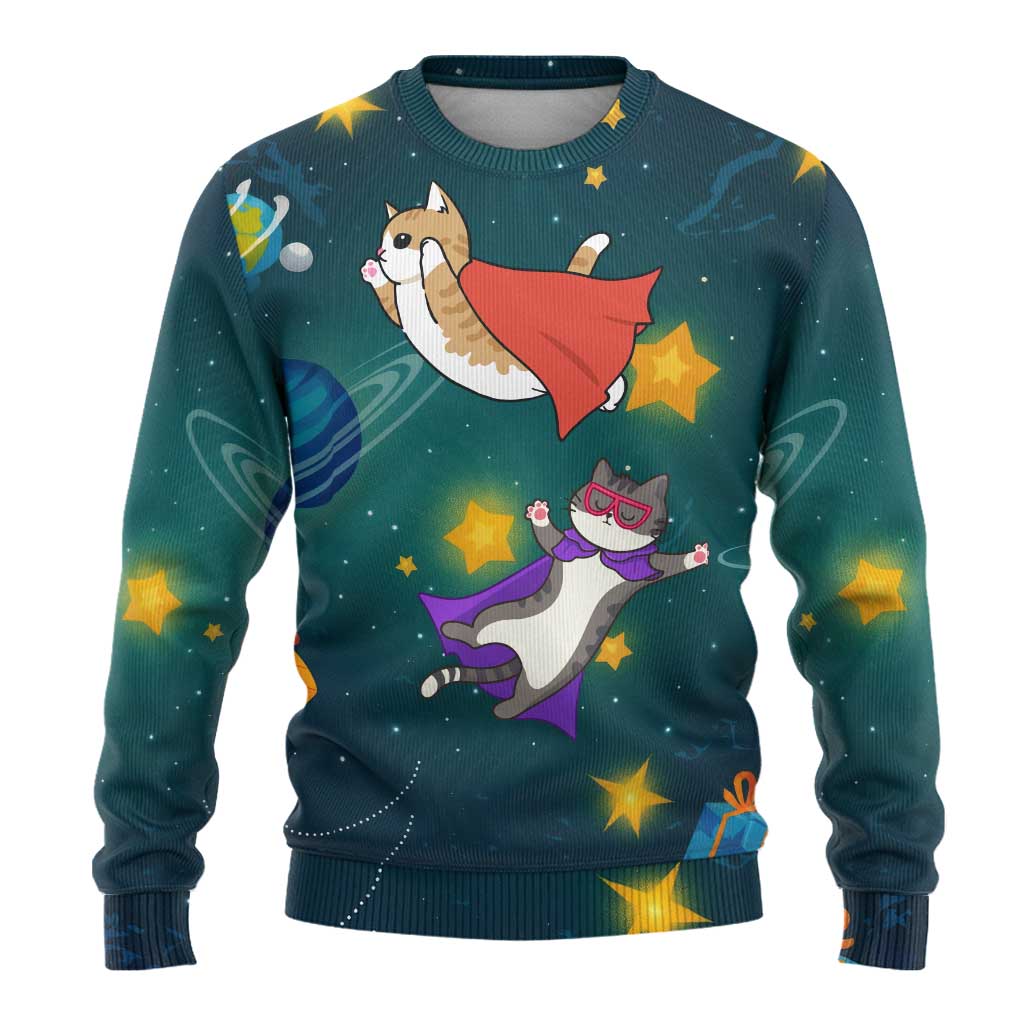 Cat Galaxy Christmas Ugly Christmas Sweater Xmas Holiday Patterns - Wonder Print Shop