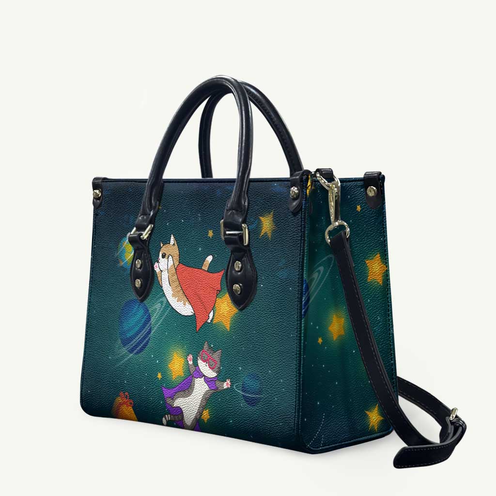 Cat Galaxy Christmas Leather Bag Xmas Holiday Patterns - Wonder Print Shop