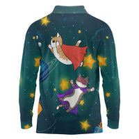 Cat Galaxy Christmas Long Sleeve Polo Shirt Xmas Holiday Patterns - Wonder Print Shop