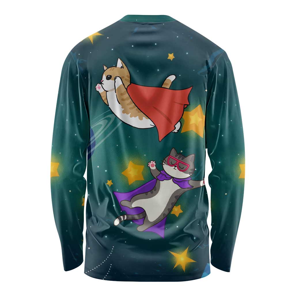 Cat Galaxy Christmas Long Sleeve Shirt Xmas Holiday Patterns - Wonder Print Shop