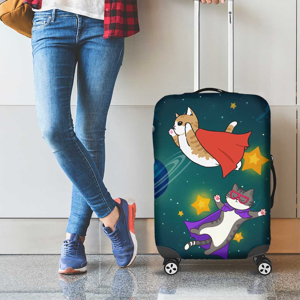 Cat Galaxy Christmas Luggage Cover Xmas Holiday Patterns - Wonder Print Shop