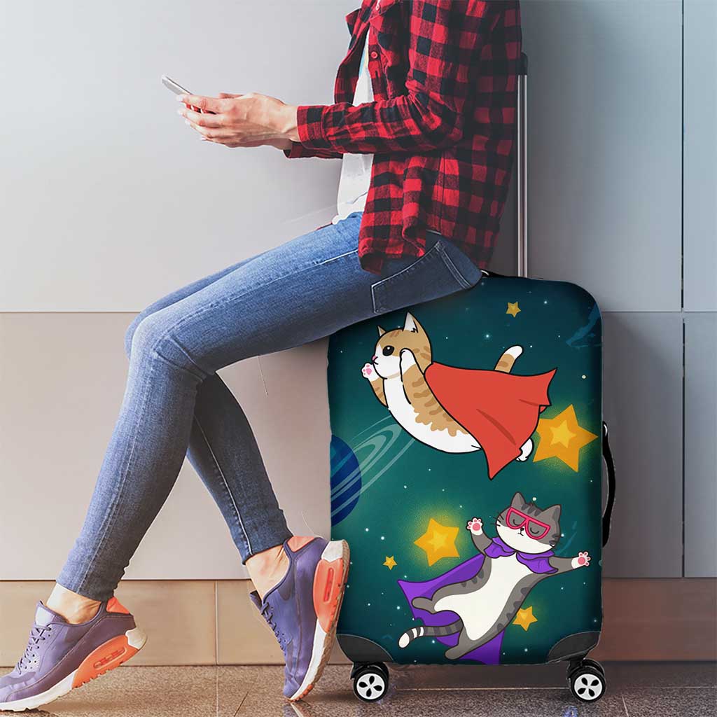 Cat Galaxy Christmas Luggage Cover Xmas Holiday Patterns - Wonder Print Shop