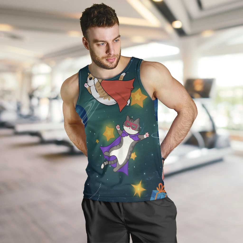Cat Galaxy Christmas Men Tank Top Xmas Holiday Patterns - Wonder Print Shop