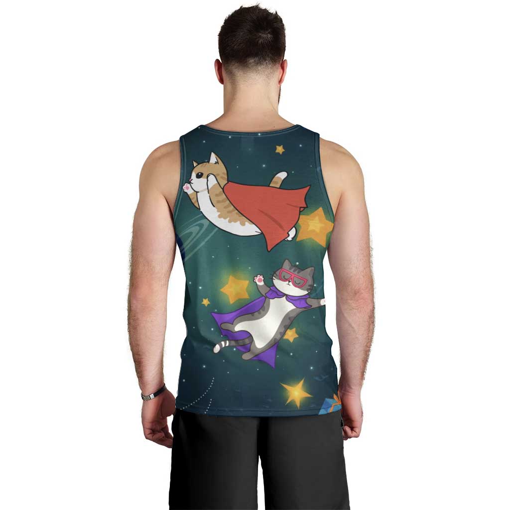 Cat Galaxy Christmas Men Tank Top Xmas Holiday Patterns - Wonder Print Shop