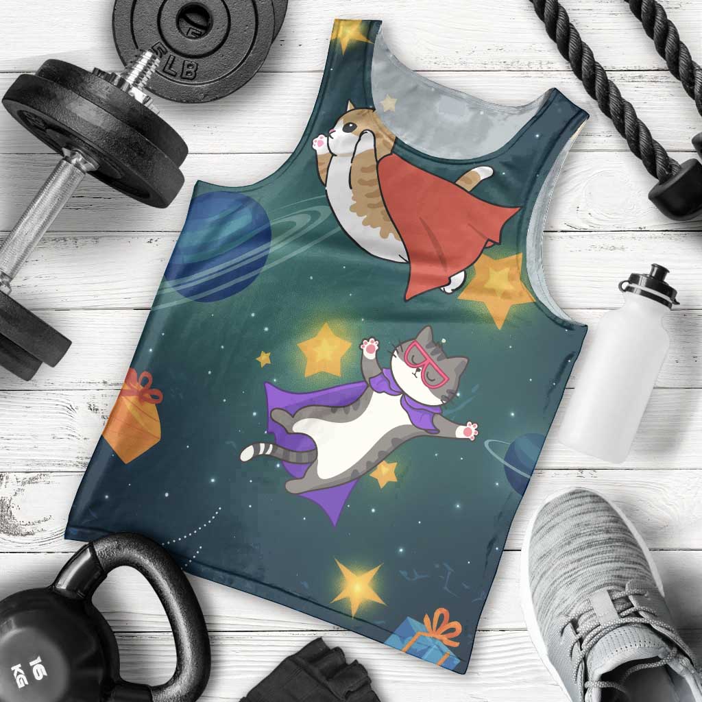 Cat Galaxy Christmas Men Tank Top Xmas Holiday Patterns - Wonder Print Shop