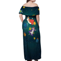 Cat Galaxy Christmas Off Shoulder Maxi Dress Xmas Holiday Patterns - Wonder Print Shop